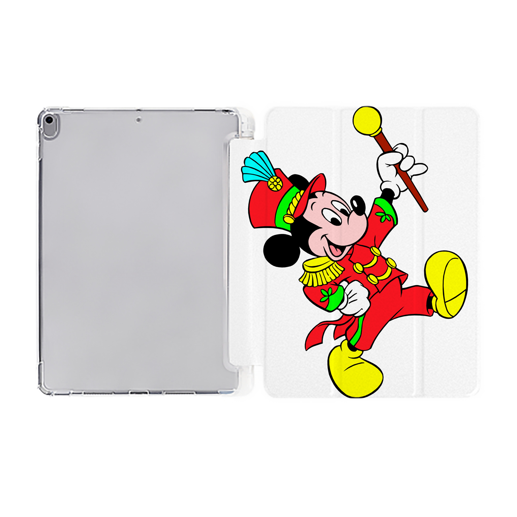 （画像用） ミッキーマウス Mickey Mouse IPad ケース ペン収納付き 三つ折りスタンド PUレザー×シリコン 対応機種9.5/10.5/10.9インチ